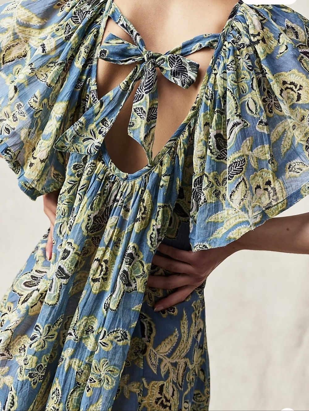 Free People Kauai Getaway Tunic Mini Dress Oversized Small Ocean Combo Print EUC
